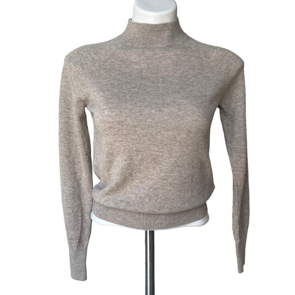 Everlane Cashmere Relaxed Mock Turtleneck in Heather Brown, Sz XXS